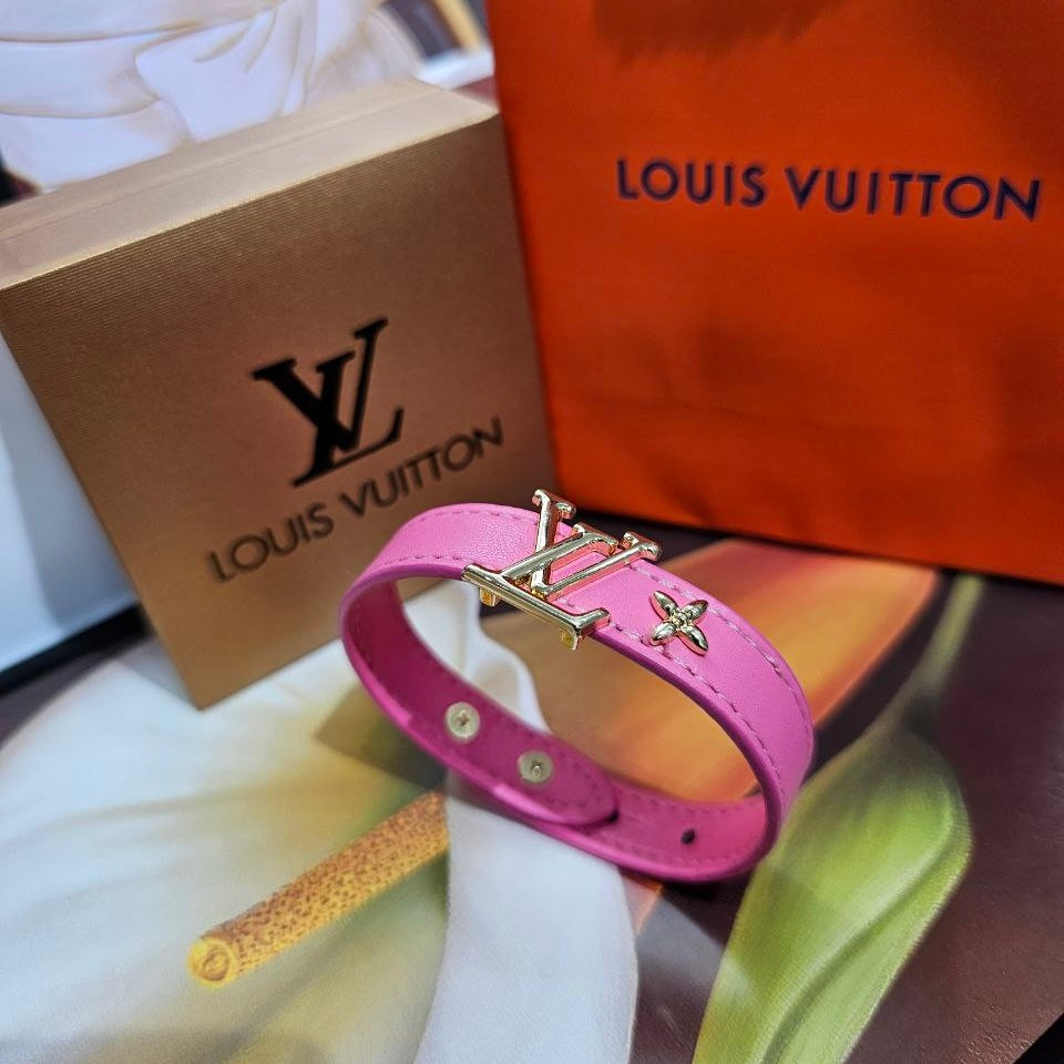 BRACELET LOUIS VUITTON CUIR ROSE LV02R