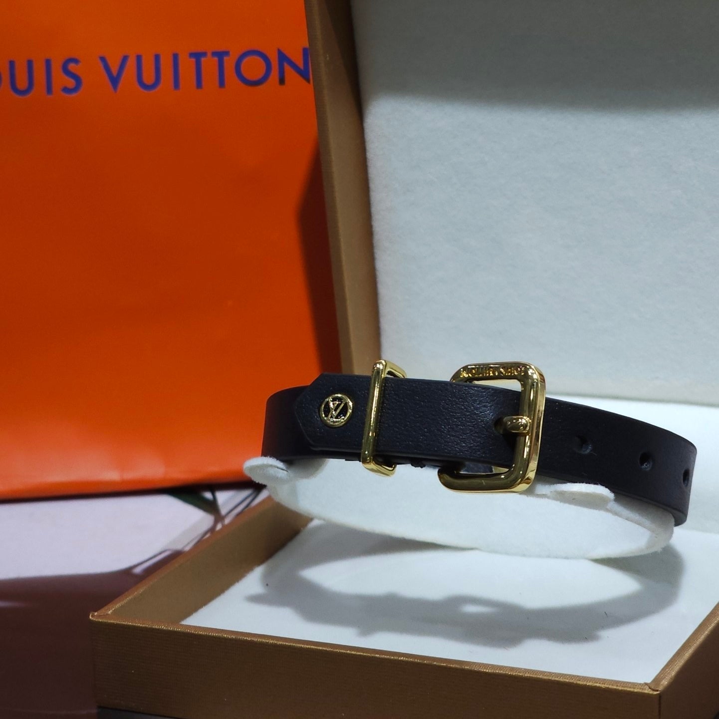 BRACELET LOUIS VUITTON CUIR V1 NOIR
